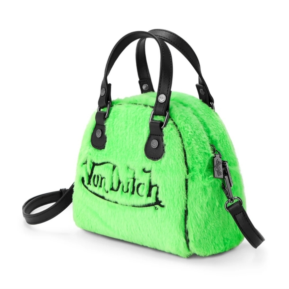 Von Dutch Lime Green Fur Satchel NWT - Picture 5 of 6
